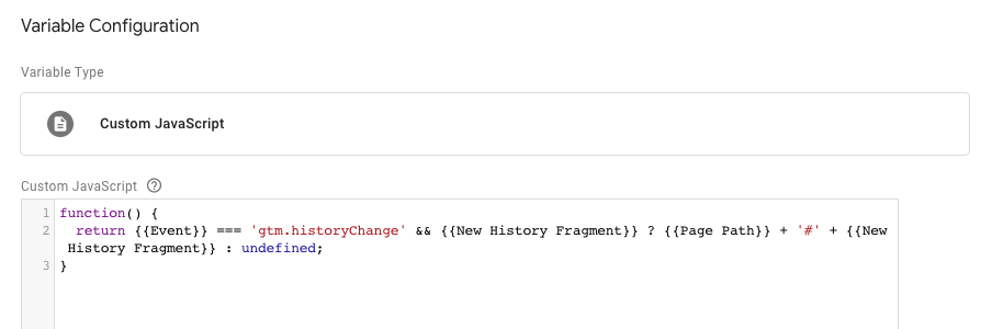 Custom JavaScript Variable Configuration