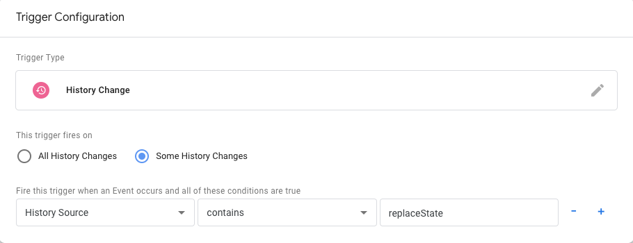 History Trigger Configuration
