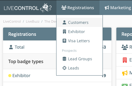 registrations customer list